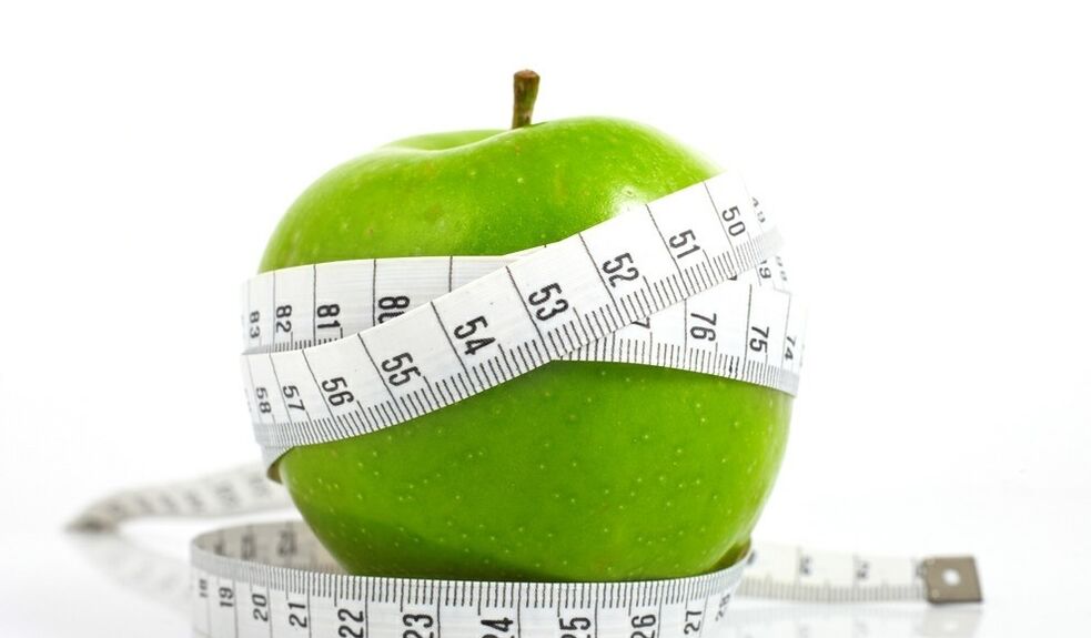 an apple wrapped with a measuring tape