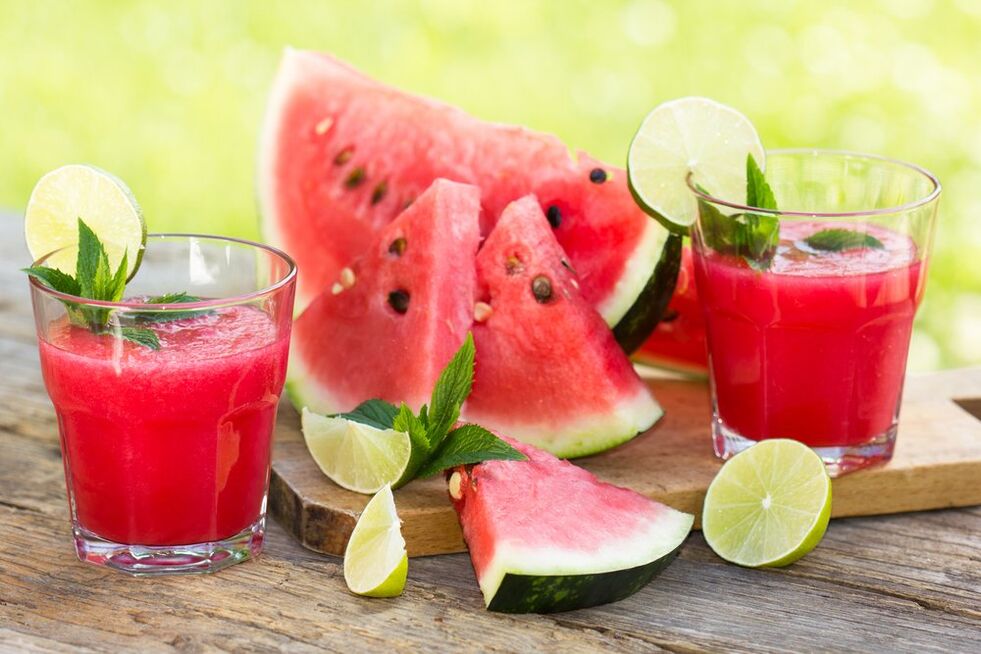 Watermelon residues and fresh in the diet menu with watermelon